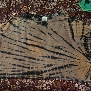 PINK Victoria's Secret Black and Tan Tie-Dye Crop Top